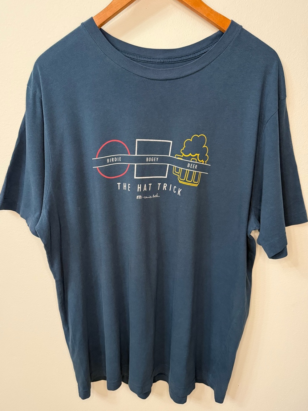 TravisMathew The Hat Trick Graphic Tee Blue Golf Beer T Shirt XL